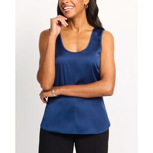 Montgomery Post NWT Aurea Satin Tank - Blue - Size Large (Stitch Fix)